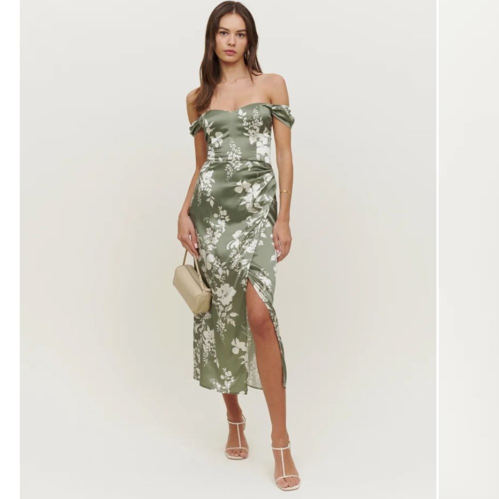 Reformation Genesis Silk Dress in Willow